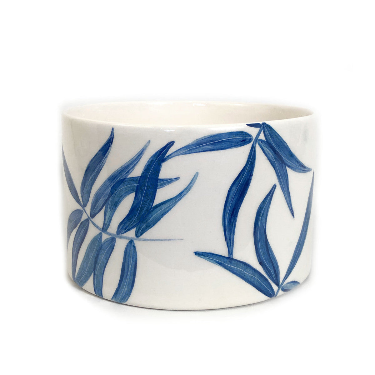 Cylinder Serving Bowl - Blue Floating Leaves by Mbare Ltd - main product image for Resin Society
