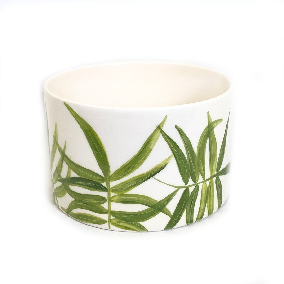 Cylinder Serving Bowl - Green Floating Leaves by Mbare Ltd - main product image for Resin Society