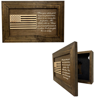 American Flag & Patriotism Decorative & Secure Wall-Mounted Gun Cabinet by Bellewood Designs - main product image for Resin Society