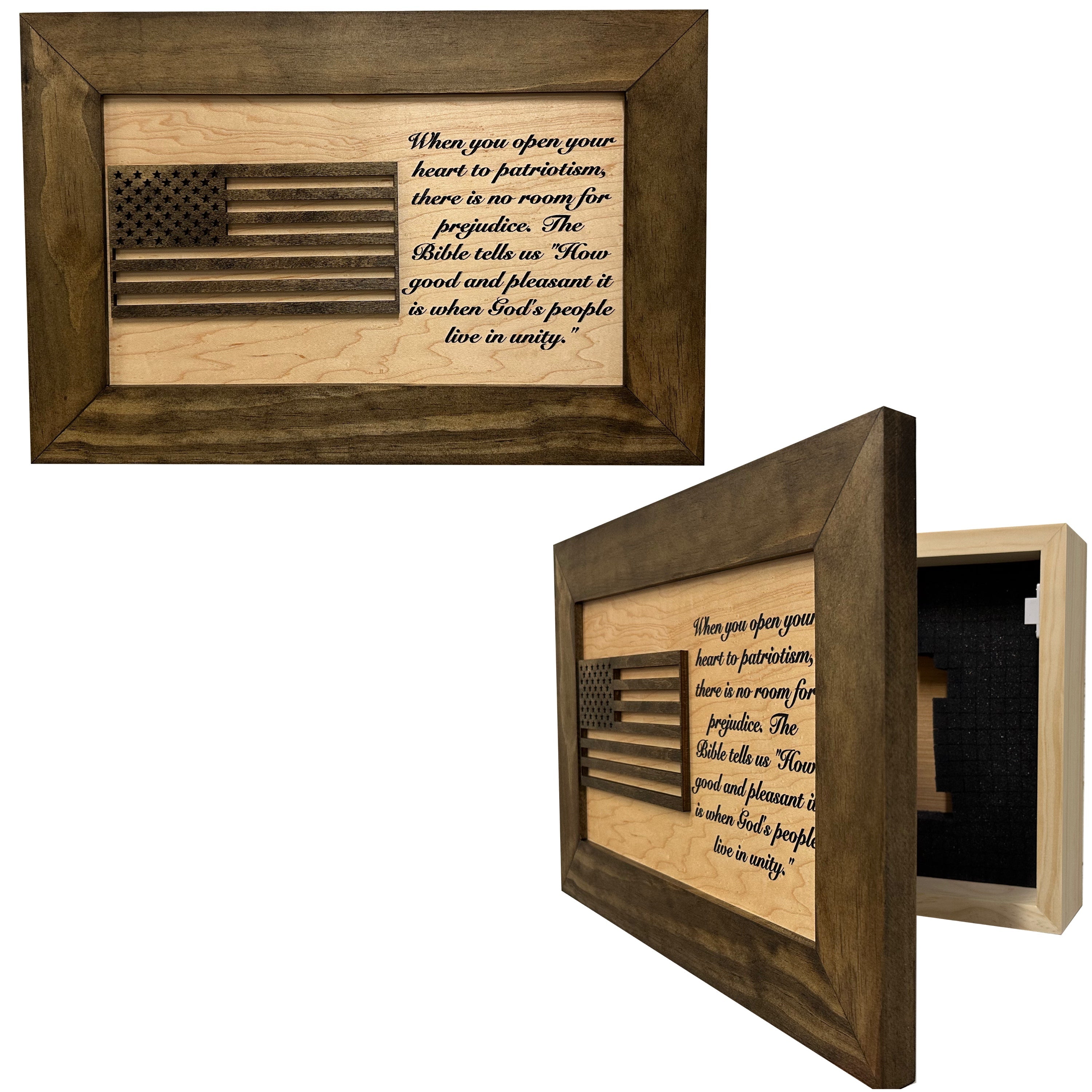 American Flag & Patriotism Decorative & Secure Wall-Mounted Gun Cabinet by Bellewood Designs - main product image for Resin Society