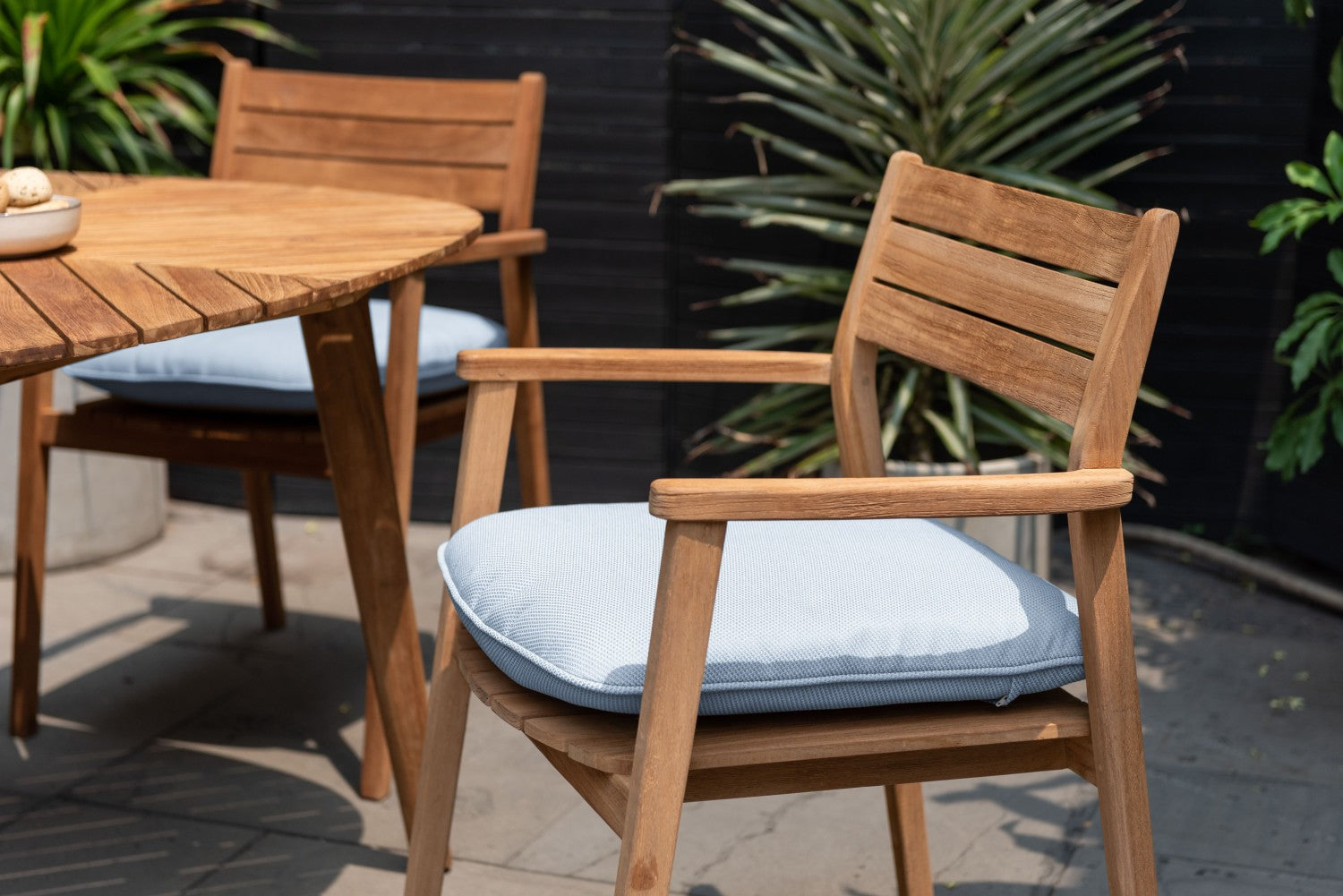 Jade Teak Stacking Armchair - Cushion Copen Blue by LifestyleGarden US - main product image for Resin Society