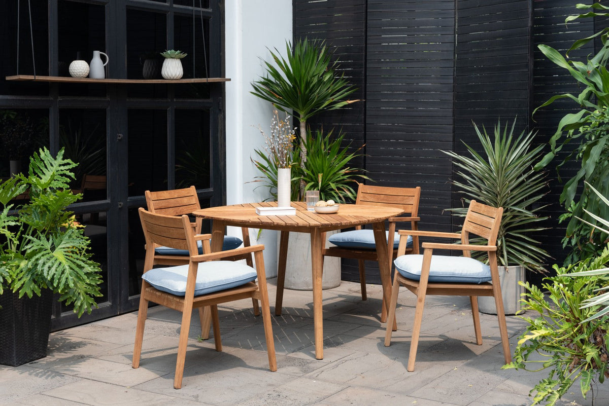 Jade Teak Stacking Armchair - Cushion Copen Blue by LifestyleGarden US - product image 2 for Resin Society