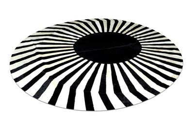 Japan Sun – Round Cowhide Rug in Black and White by Homelosophy