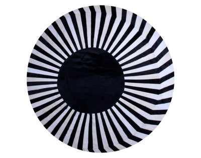 Japan Sun – Round Cowhide Rug in Black and White by Homelosophy