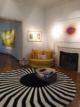 Japan Sun – Round Cowhide Rug in Black and White by Homelosophy