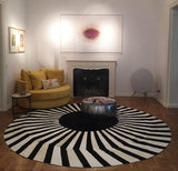 Japan Sun – Round Cowhide Rug in Black and White by Homelosophy