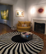 Japan Sun – Round Cowhide Rug in Black and White by Homelosophy