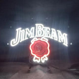 Jim Beam Whiskey Neon Light Sign glowing against a dark backdrop