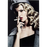 Picture Glass Smokey Lady 80x120cm wall decor showing a laminated image behind toughened safety glass