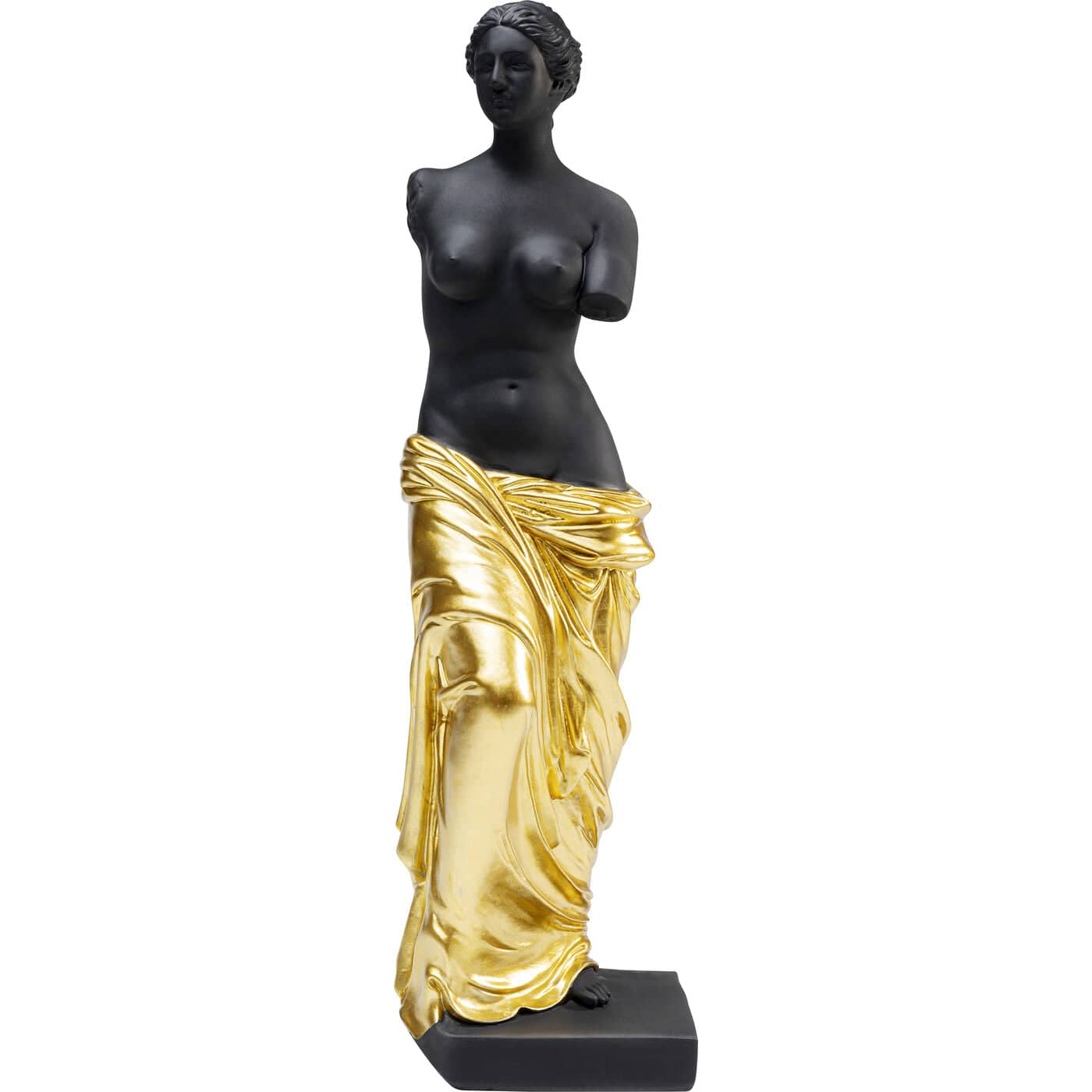 Black and gold Deco Figurine Classic Beauty 48cm, Roman-style female statue on black and gold base