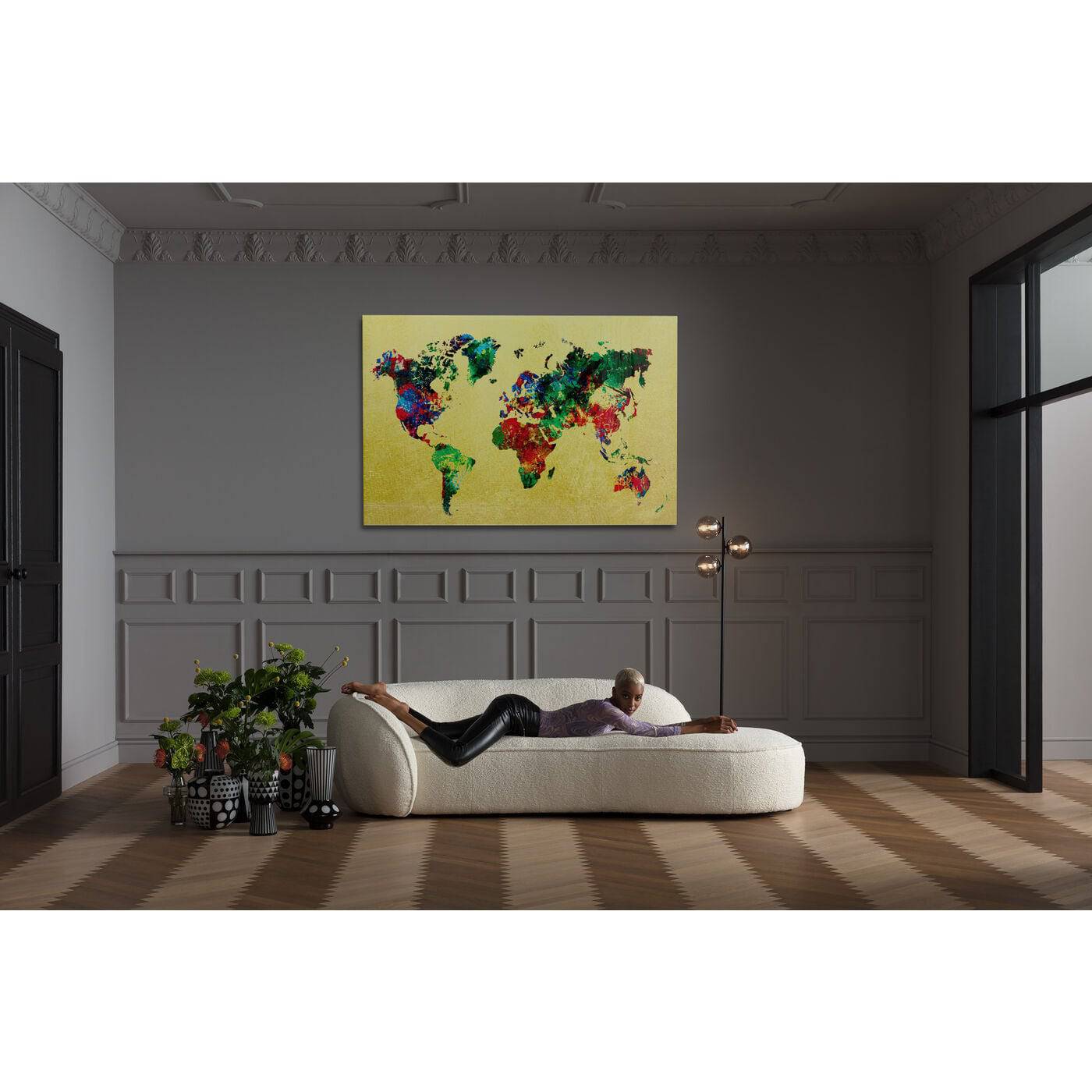 Glass Picture Metallic Colourful Map 150x100cm