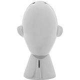 Deco Object Abstract Face Silver 22cm showing metallic abstract face sculpture with smooth contours and silver finish