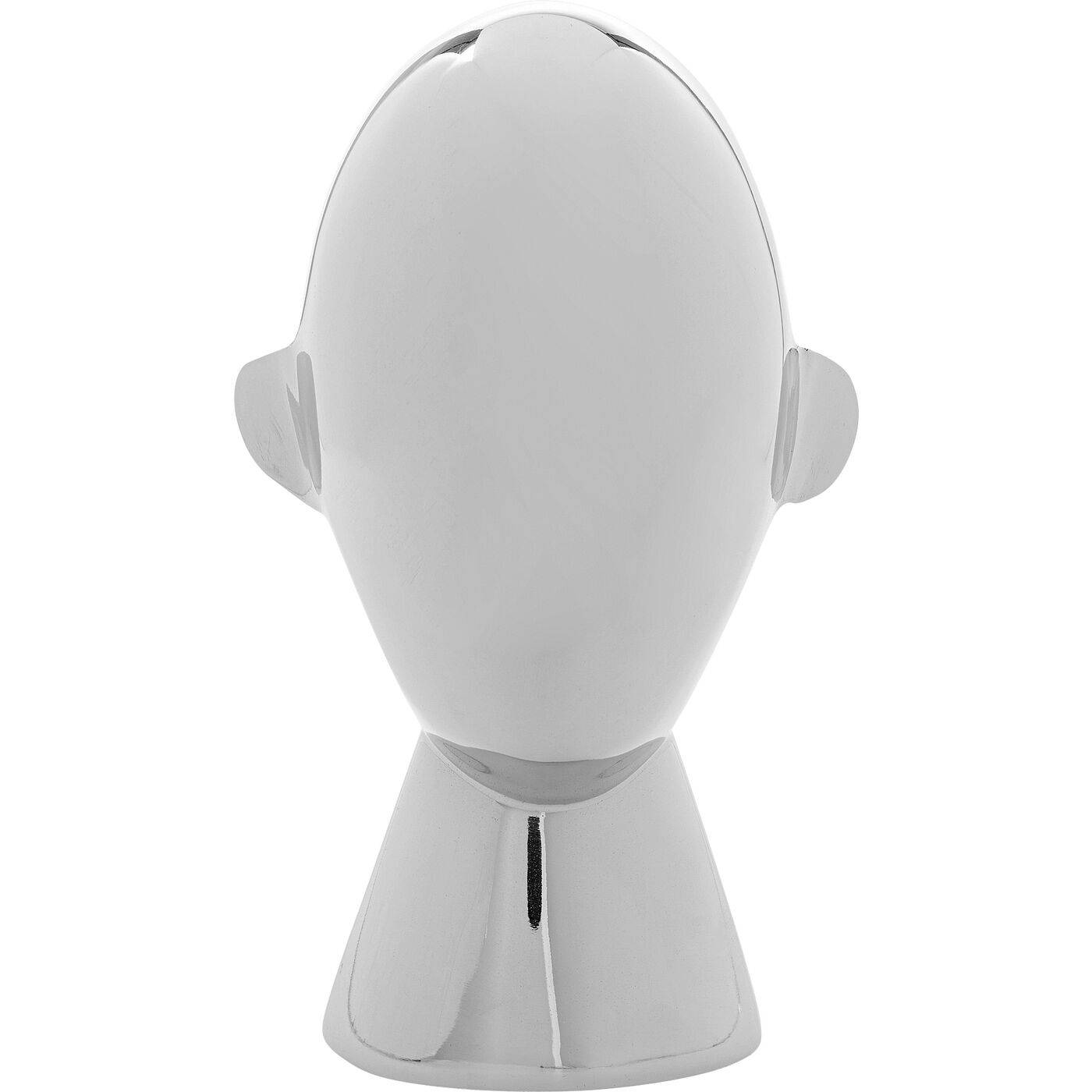 Deco Object Abstract Face Silver 22cm showing metallic abstract face sculpture with smooth contours and silver finish