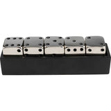 Nickel-plated silver decorative dice set in black storage box by DEKOR
