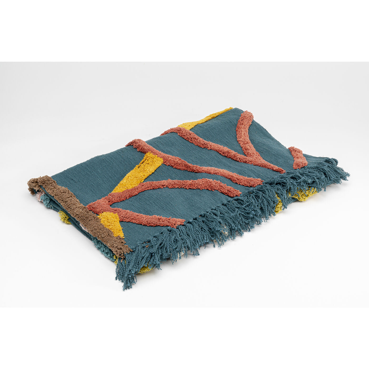 Blanket Fogli 200x150cm folded on a sofa showing tufted texture