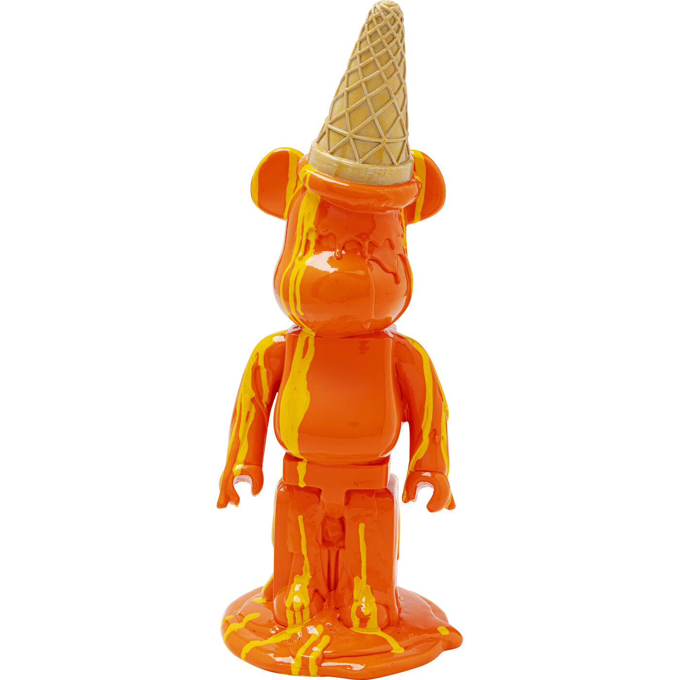 Deco Figurine Gelato Bear Orange 40cm – vibrant orange bear figurine, hand-painted with detailed sculptural features
