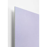 Close-up of a smooth, matte light purple glass panel with slightly beveled edges against a white background, angled to show its thin profile