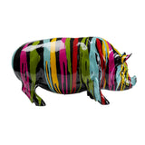 Colorful Deco Figurine Pig Holi 22cm in pop art style, angled side view