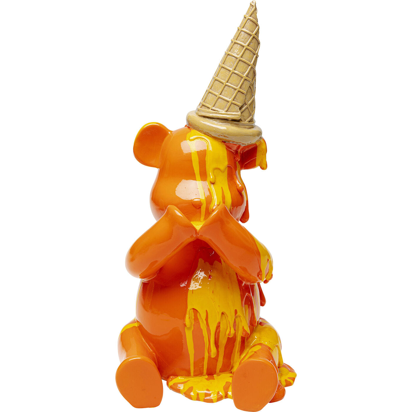 Orange Deco Figurine Sitting Gelato Bear by DEKOR, 37cm tall, shown in seated position