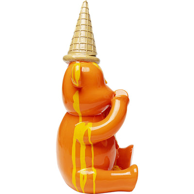 Deco Figurine Sitting Gelato Bear Orange 37cm