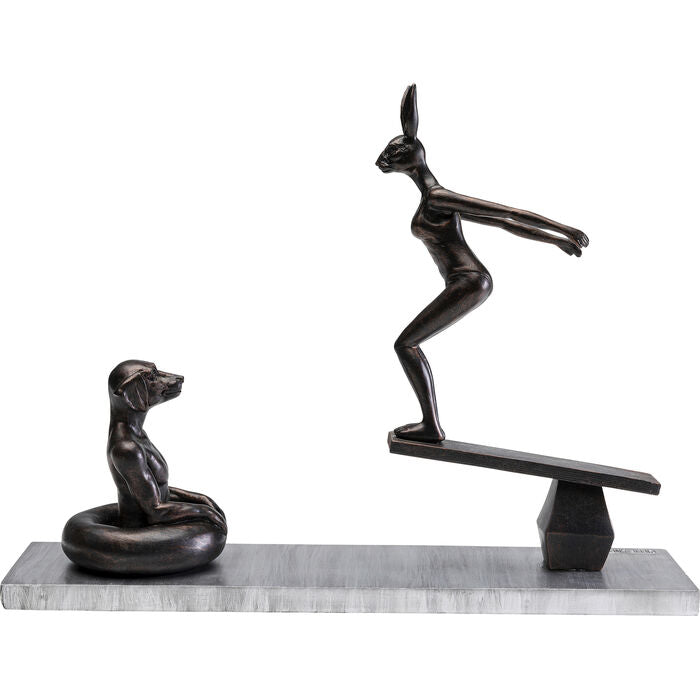 Deco Figurine Splash 42cm, polyresin handpainted sculpture by DEKOR with dynamic splash design in neutral-toned interior setting