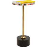 Side Table Domero Sticks Ø25cm showing white top with colorful brushstroke details and powder-coated steel frame