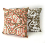 Beige, White + Orange Fish Hand Embroidered Pillow Cover by Mbare Ltd - product image 3 for Resin Society