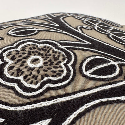 Beige and Black Giraffe Hand Embroidered Pillow Cover