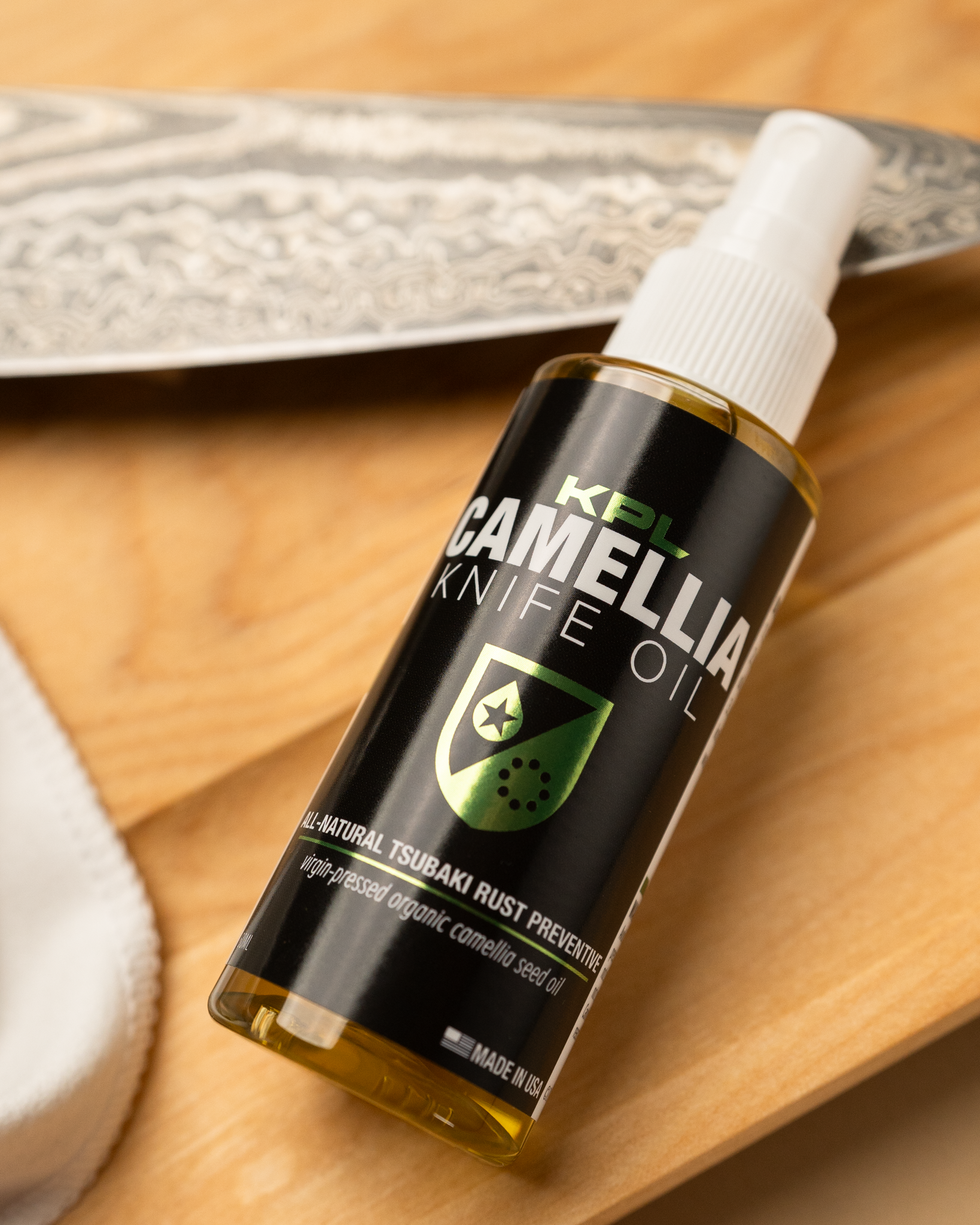 Organic Camellia Kitchen Knife Oil - Carbon Steel and Cast Iron detail image - Resin Society