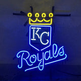 Kansas City Royals Neon Sign Light glowing on metal grid backing