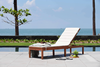 Louisiana Dark Wood Finish Wheel Lounger With Cushion - 2 Piece by LifestyleGarden US - product image 3 for Resin Society