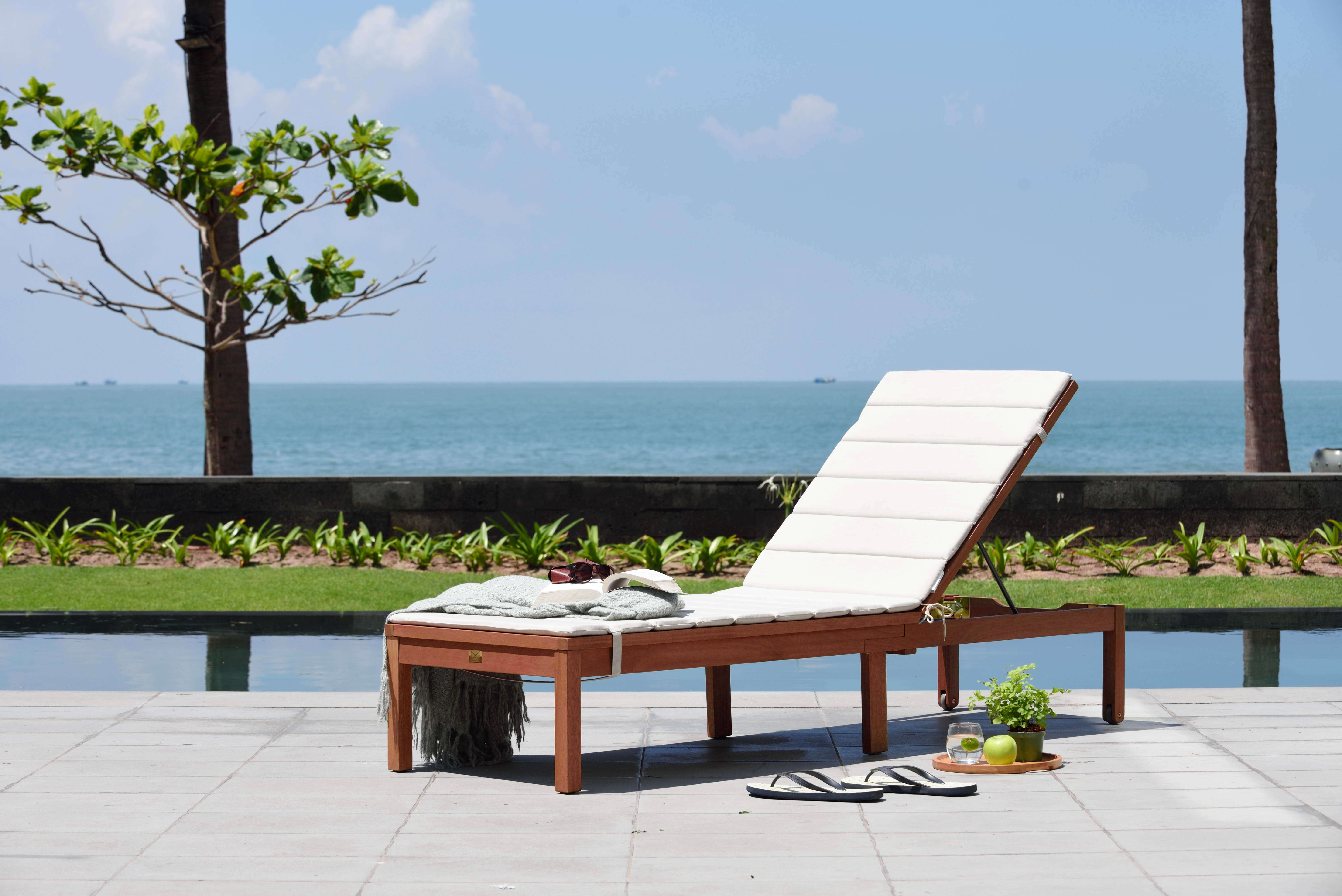 Louisiana Dark Wood Finish Wheel Lounger With Cushion - 2 Piece by LifestyleGarden US - product image 3 for Resin Society