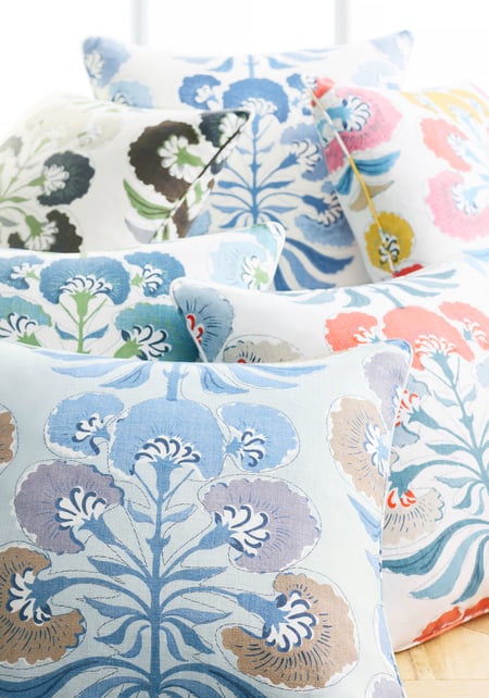 Tybee Tree Pillow Cover in Blue on White, Thibaut Pillows by DEKOWE