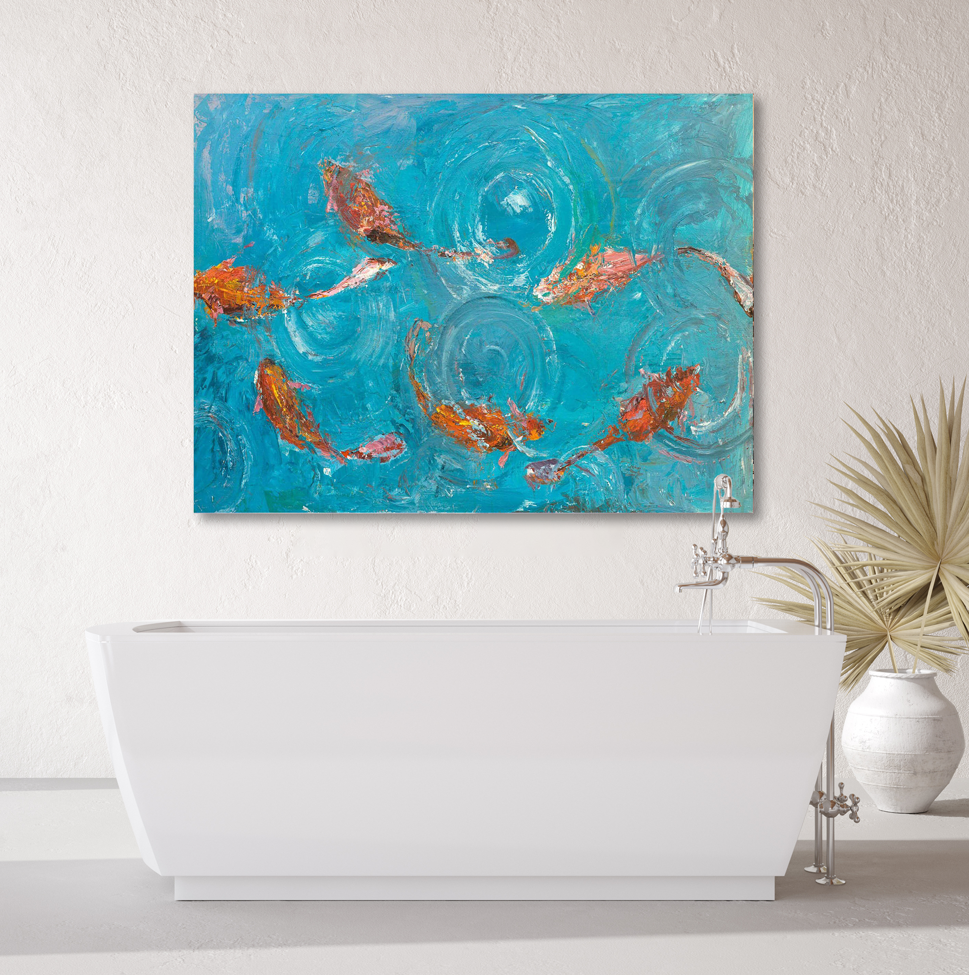 Koi Pond Artist Enhanced Canvas Print by John Beard Collection - product image 6 for Resin Society