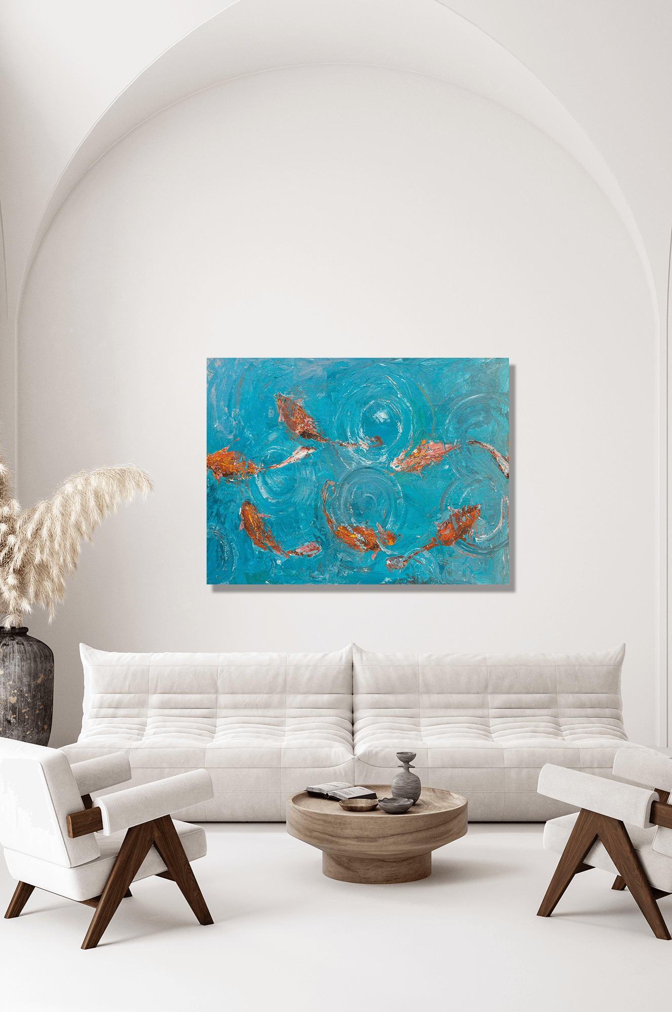 Koi Pond Artist Enhanced Canvas Print by John Beard Collection - product image 5 for Resin Society