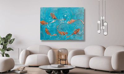 Koi Pond Artist Enhanced Canvas Print by John Beard Collection - product image 4 for Resin Society