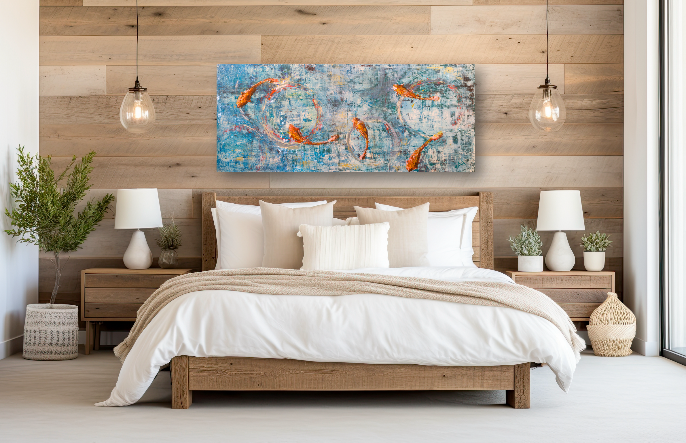 Koi Reflections Artist Enhanced Canvas Print by John Beard Collection - product image 2 for Resin Society