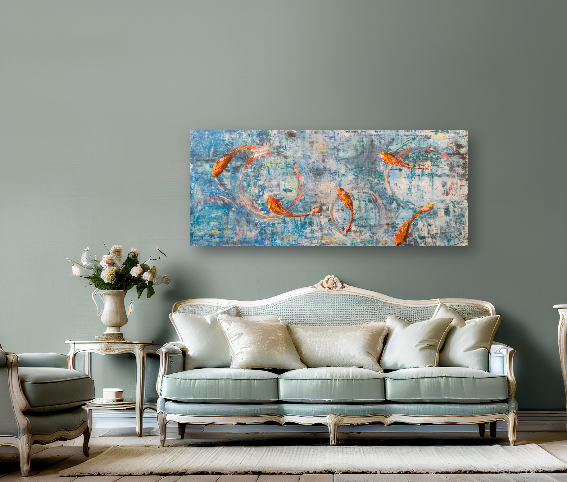 Koi Reflections Artist Enhanced Canvas Print by John Beard Collection - product image 3 for Resin Society