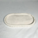 Fluted oval resin stoneware tray in Mocha Stone and Limestone tones by Lynn & Liana Designs