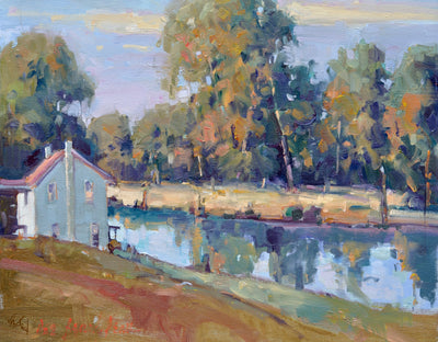 Lake Cottage Artist Enhanced Canvas Print by John Beard Collection - main product image for Resin Society
