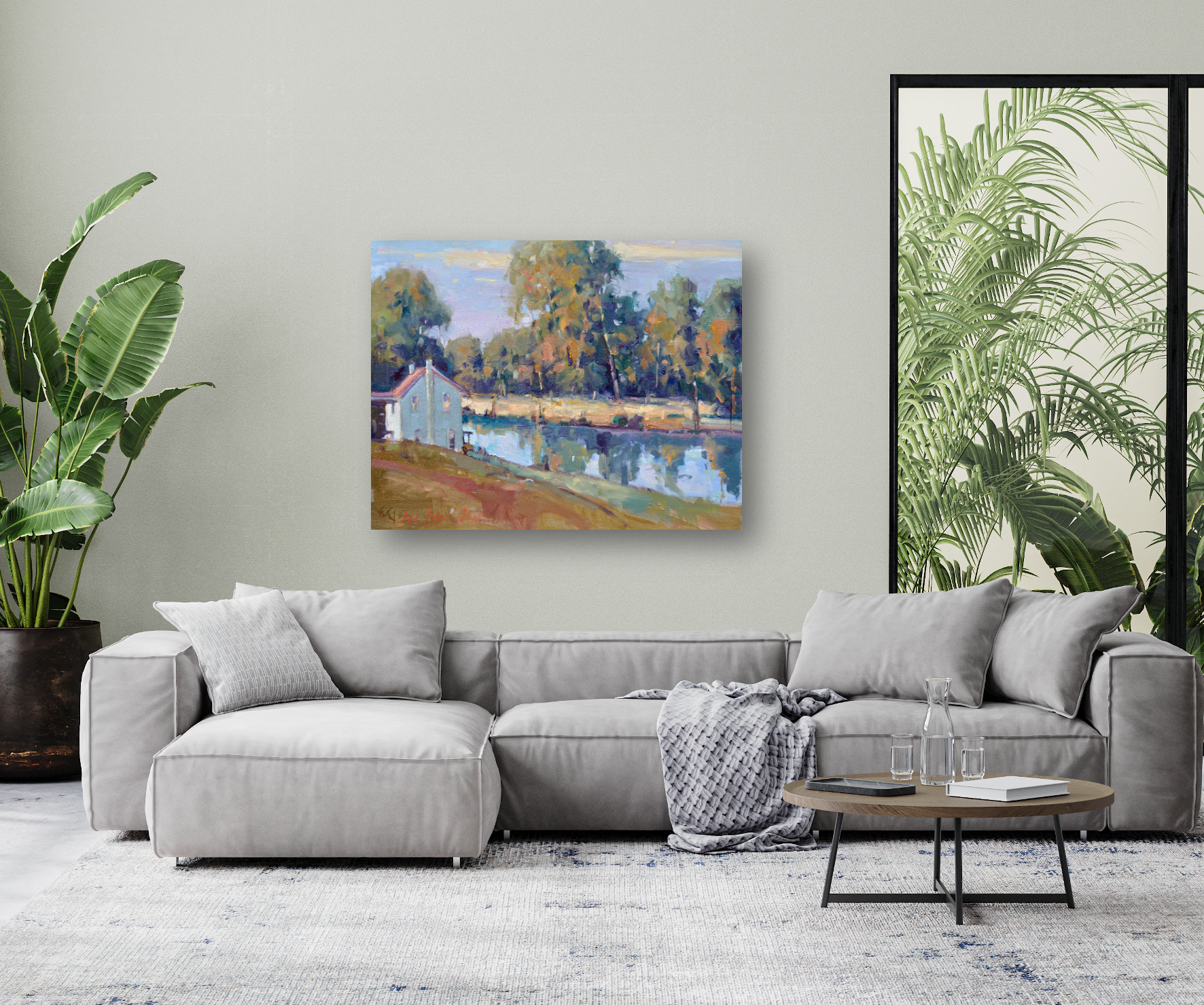 Lake Cottage Artist Enhanced Canvas Print by John Beard Collection - product image 2 for Resin Society