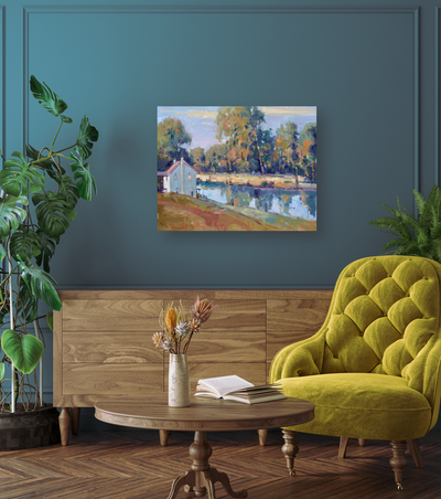 Lake Cottage Artist Enhanced Canvas Print by John Beard Collection - product image 3 for Resin Society