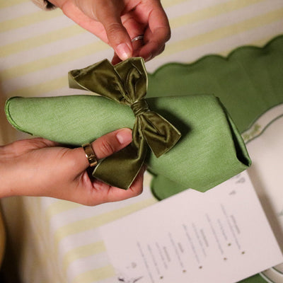 Large Forest Green Velvet Napkin Bow Tie - Set of 6 by Ro'Table - product image 4 for Resin Society