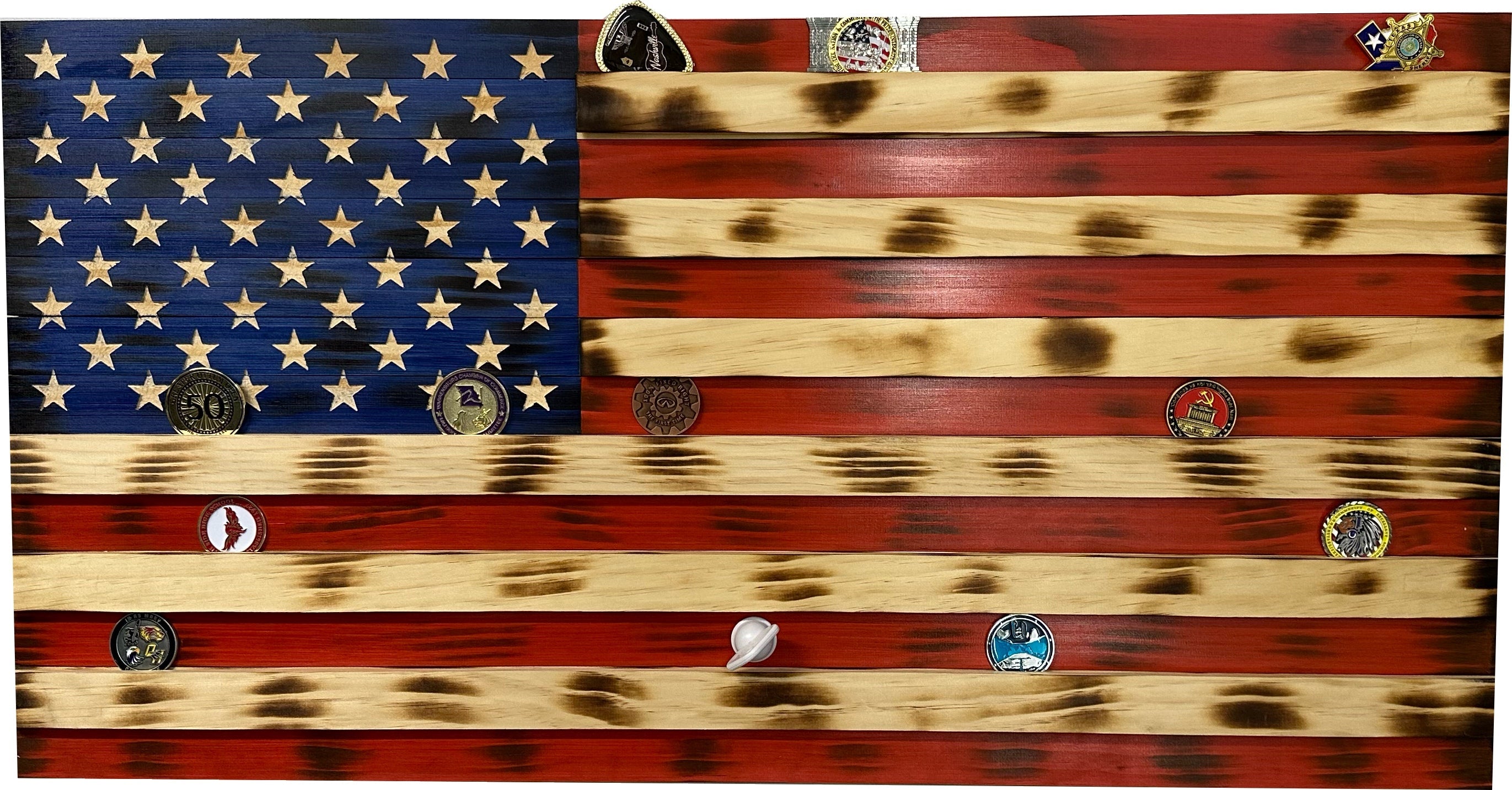 American Flag Challenge Coin Display and Hidden Gun Cabinet by Bellewood Designs - product image 10 for Resin Society