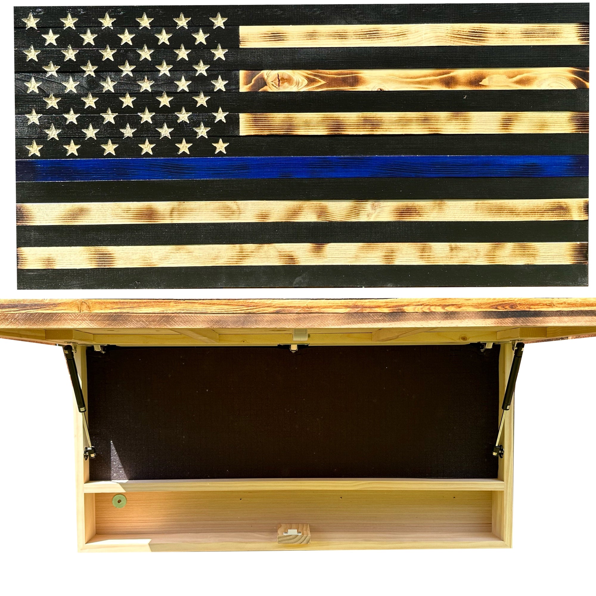 Large Thin Blue Line American Flag Gun Safe by Bellewood Designs - main product image for Resin Society
