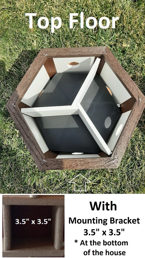 Extra large Amish-made poly birdhouse with six nesting compartments in navy blue with cedar trim