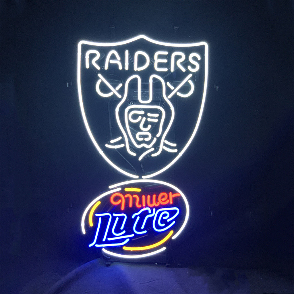 Las Vegas Raiders Logo and Miller Lite Beer Neon Signs Light by Neon Signs Land - main product image for Resin Society