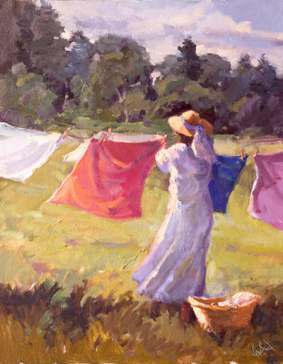 Laundry Day Artist Enhanced Canvas Print by John Beard Collection - main product image for Resin Society