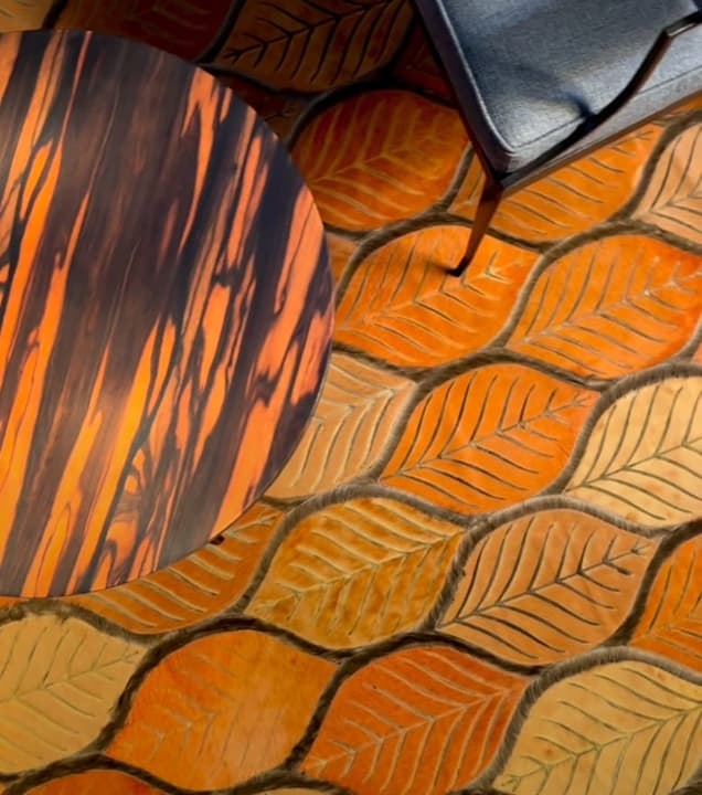 Leaves - Custom Oversized Cowhide Rug by Homelosophy