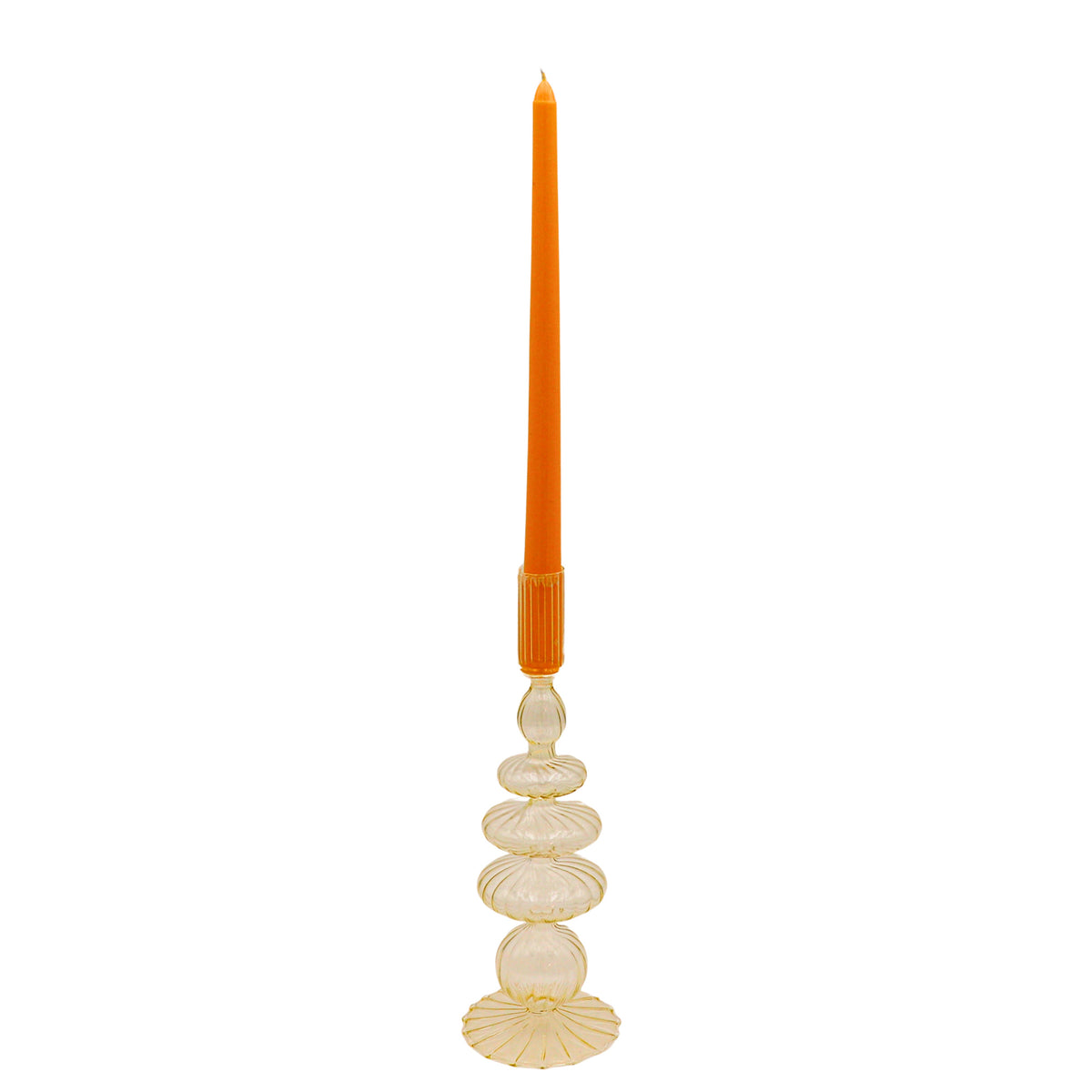 Buttercream Yellow Ribbed Candle Holder - Pair by Ro'Table - product image 2 for Resin Society